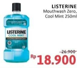 Promo Harga Listerine Mouthwash Antiseptic Zero, Cool Mint 250 ml - Alfamidi