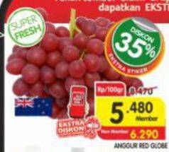 Promo Harga Anggur Red Globe Aust per 100 gr - Superindo