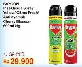 Promo Harga BAYGON Insektisida Spray Citrus Fresh, Cherry Blossom 600 ml - Indomaret