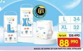 Promo Harga Makuku Air Diapers Pants L34, XL32 32 pcs - Superindo