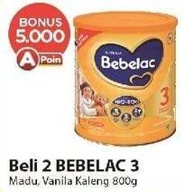 Promo Harga BEBELAC 3 Susu Pertumbuhan Madu, Vanila 800 gr - Alfamart