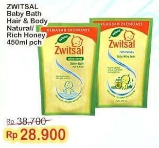 Promo Harga ZWITSAL Natural Baby Bath Hair Body, Rich Honey 450 ml - Indomaret