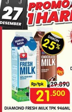 Promo Harga Diamond Fresh Milk 946 ml - Superindo