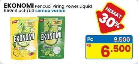 Promo Harga Ekonomi Pencuci Piring Power Liquid All Variants 650 ml - Indomaret