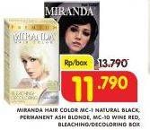 Promo Harga MIRANDA Hair Color Natural Black, Ash Blonde, Wine Red, Bleaching  - Superindo