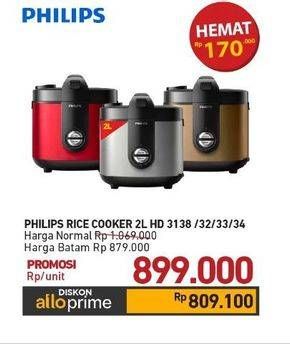 Promo Harga Philips HD 3138/3132 Rice Cooker   - Carrefour