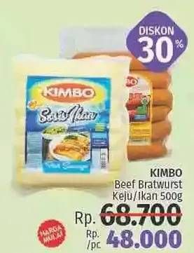 Promo Harga KIMBO Bratwurst Keju, Ikan 500 gr - LotteMart