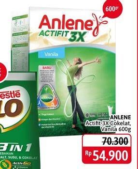 Promo Harga ANLENE Actifit 3x High Calcium Cokelat, Vanilla 600 gr - Alfamidi