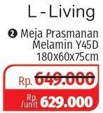 Promo Harga LIVING L Meja Prasmanan Melamin 180x60x75 Cm  - Lotte Grosir
