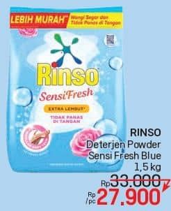 Promo Harga Rinso Anti Noda Deterjen Bubuk Sensi Fresh Extra Lembut 1500 gr - LotteMart