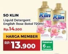 Promo Harga So Klin Liquid Detergent Nature English Rose 720 ml - Yogya