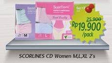 Promo Harga SCORLINES Women's Underwear M, L, XL 2 pcs - Alfamidi