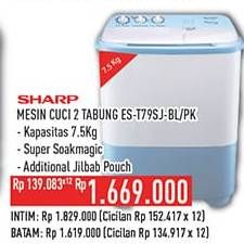 Promo Harga Sharp ES-T79SJ-BL/PK | Washing Machine Twin Tube 7.5kg  - Hypermart