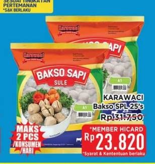 Promo Harga Karawaci Bakso Sapi Sule Polos 25 pcs - Hypermart