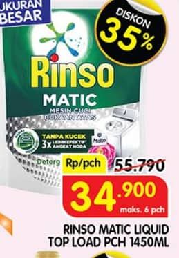 Promo Harga Rinso Detergent Matic Liquid Top Load 1450 ml - Superindo