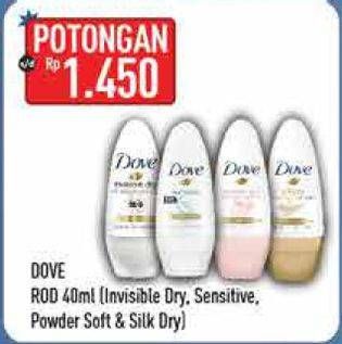 Promo Harga DOVE Deo Roll On Invisible Dry, Sensitive, Powder Soft, Silk Dry 40 ml - Hypermart