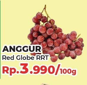 Promo Harga Anggur Red Globe RRT per 100 gr - Yogya