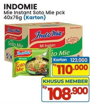 Promo Harga Indomie Mi Kuah Soto Mie per 40 pcs 70 gr - Indomaret