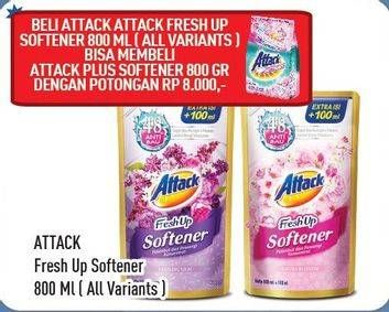 Promo Harga ATTACK Fresh Up Softener All Variants 800 ml - Hypermart