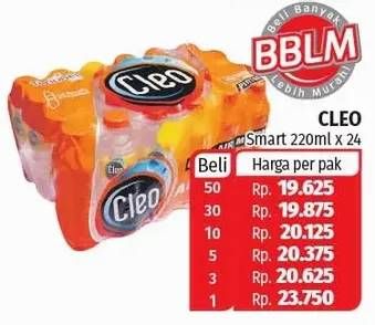 Promo Harga CLEO Air Minum All Variants per 24 botol 220 ml - Lotte Grosir