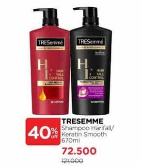 Promo Harga Tresemme Shampoo Hair Fall Control, Keratin Smooth 670 ml - Watsons