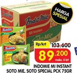 Promo Harga INDOMIE Mi Kuah Soto Mie, Soto Spesial per 40 pcs 70 gr - Superindo