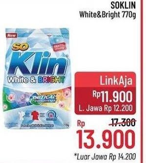 Promo Harga SO KLIN White & Bright Detergent 770 gr - Alfamidi