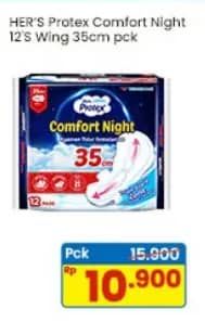 Promo Harga Hers Protex Comfort Night Wing 35cm 12 pcs - Indomaret
