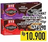 Promo Harga Selamat Wafer Black Vanilla, Double Chocolate 145 gr - Hypermart