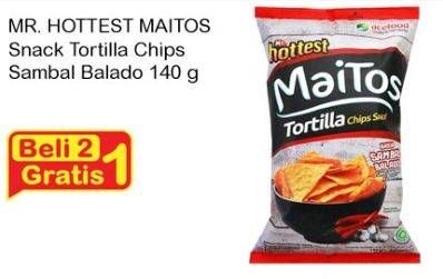 Promo Harga MR HOTTEST Maitos Tortilla Chips Sambal Balado per 2 pouch 140 gr - Indomaret