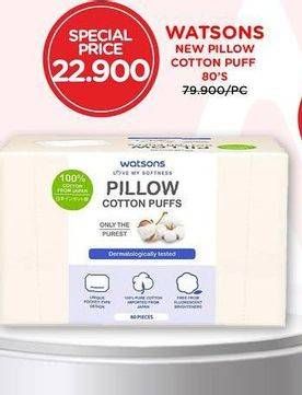 Promo Harga Watsons New Pillow Cotton Puffs 80 pcs - Watsons