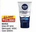 Promo Harga Nivea Men Facial Foam Extra White Dark Spot, White Oil Clear Anti-Shine + Purify, Oil Control Men Cooling 100 ml - Alfamart
