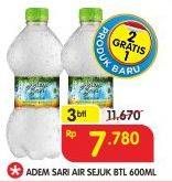 Promo Harga ADEM SARI Air Sejuk per 3 botol 600 ml - Superindo