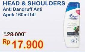Promo Harga HEAD & SHOULDERS Shampoo Anti Apek 160 ml - Indomaret