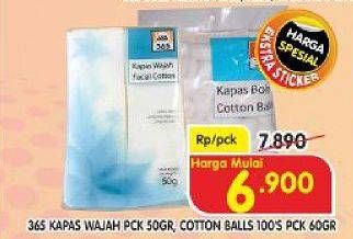 Promo Harga 365 Facial Cotton 50 gr - Superindo