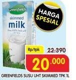 Promo Harga GREENFIELDS Fresh Milk Skimmed Milk 1000 ml - Superindo