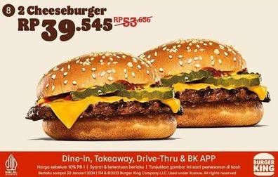 Promo Harga 2 Cheeseburger  - Burger King