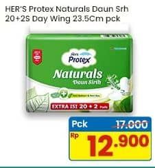 Promo Harga Hers Protex Naturals Daun Sirih Wing 23, 5cm 22 pcs - Indomaret