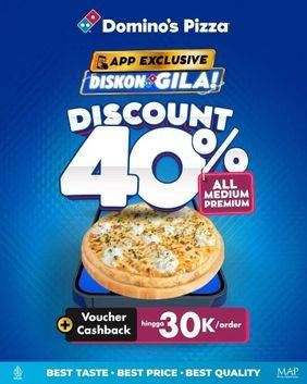 Promo Harga Discount 40%  - Domino Pizza