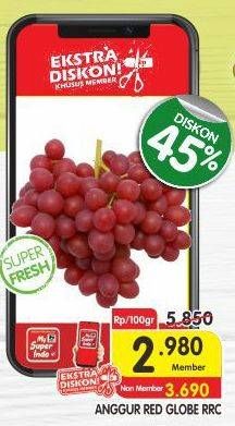 Promo Harga Anggur Red Globe per 100 gr - Superindo