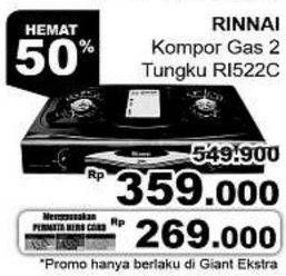 Promo Harga RINNAI RI 522C | Gas Stove  - Giant