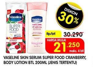 Promo Harga VASELINE Healthy White/Super Food Skin Serum 200ml  - Superindo