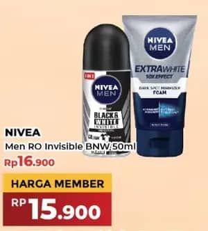 Promo Harga Nivea Men Deo Roll On Black White Invisible Original 50 ml - Yogya