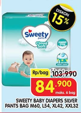Promo Harga Sweety Silver Pants M60, L54, XL42, XXL32 32 pcs - Superindo
