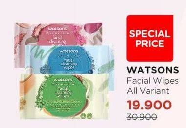 Promo Harga Watsons Facial Cleansing Wipes All Variants 20 pcs - Watsons