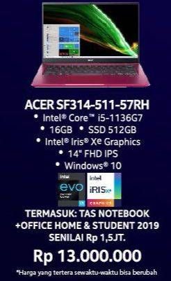 Promo Harga ACER Swift 3 Infinity 4 SF314-511  - Carrefour