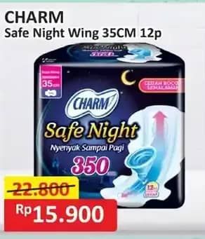 Promo Harga Charm Safe Night Wing 35cm 12 pcs - Alfamart