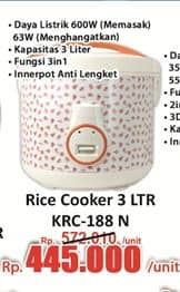 Promo Harga Kirin Rice Cooker KRC 188 N  - Hari Hari