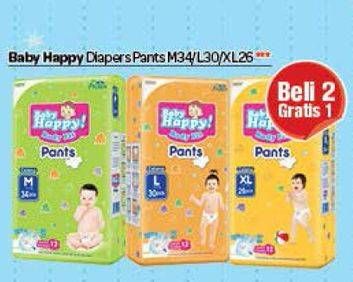 Promo Harga BABY HAPPY Body Fit Pants M34, L30, XL26 per 2 pouch - Carrefour