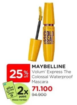 Promo Harga Maybelline Colossal Waterproof Black 9 ml - Watsons